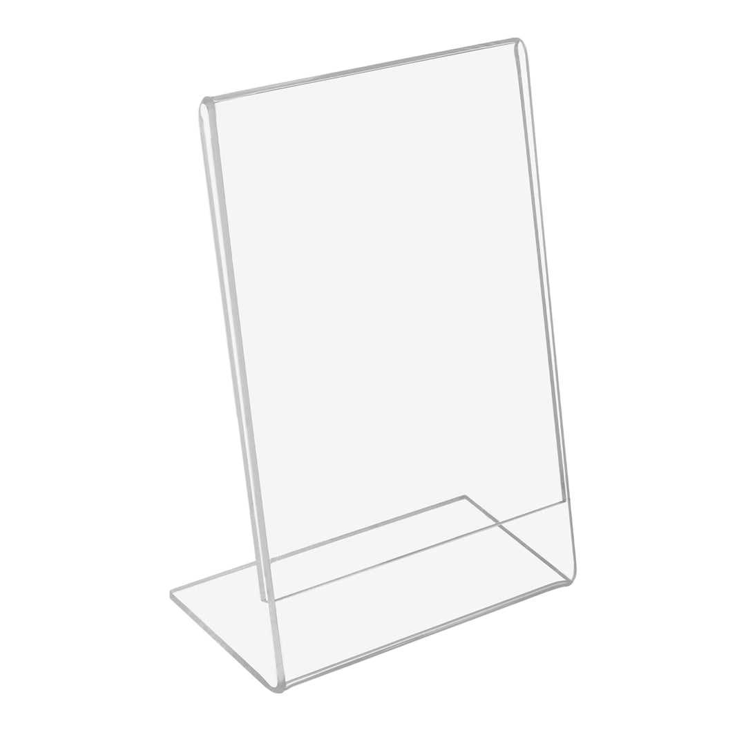 Supporto A7 per descrizione, volantino, menu, tipo L, verticale, trasparente