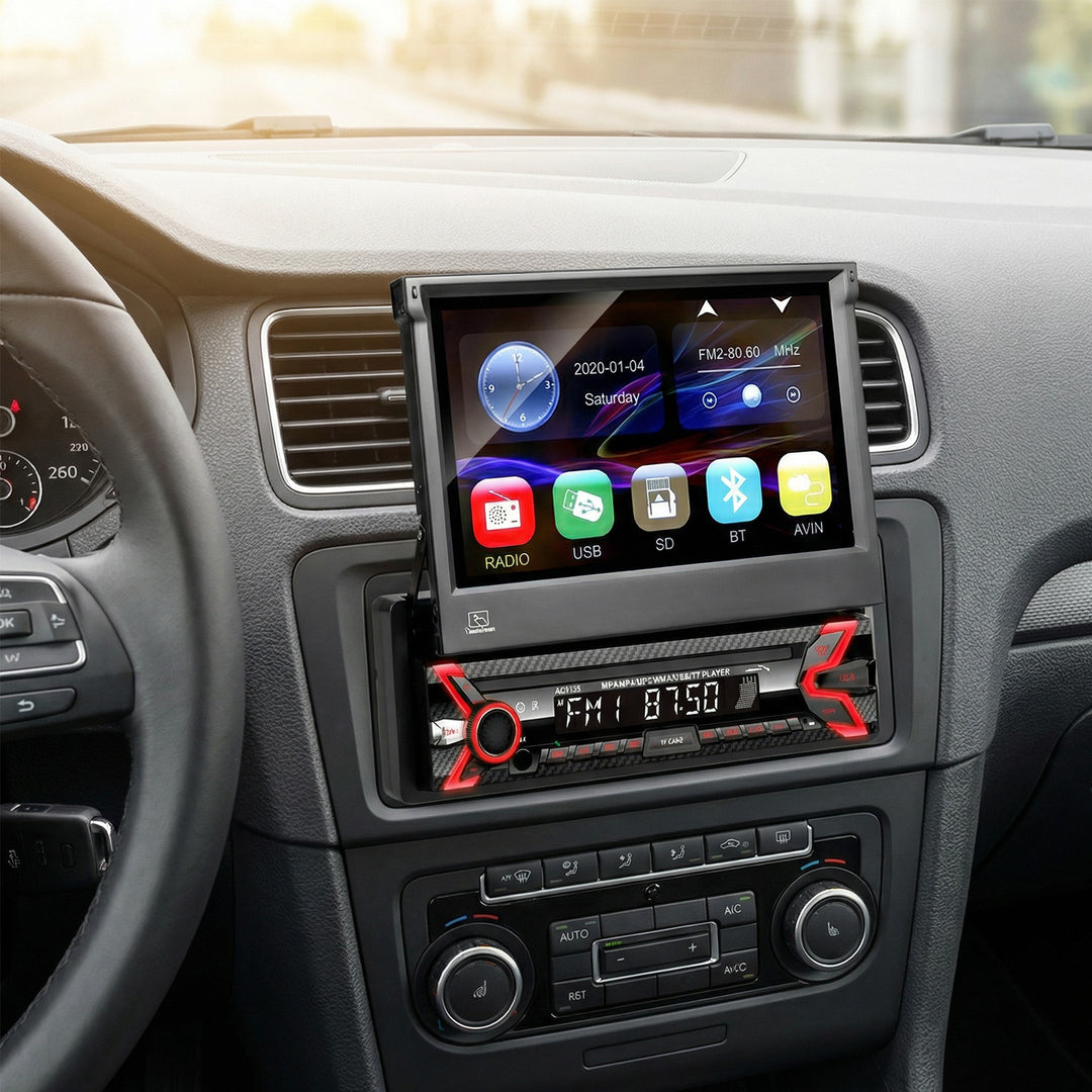Autoradio multimediale LCD da 7 "touchscreen 1080P MP5 AVI DivX Bluetooth radiocomando vivavoce digitale RDS 1 DIN