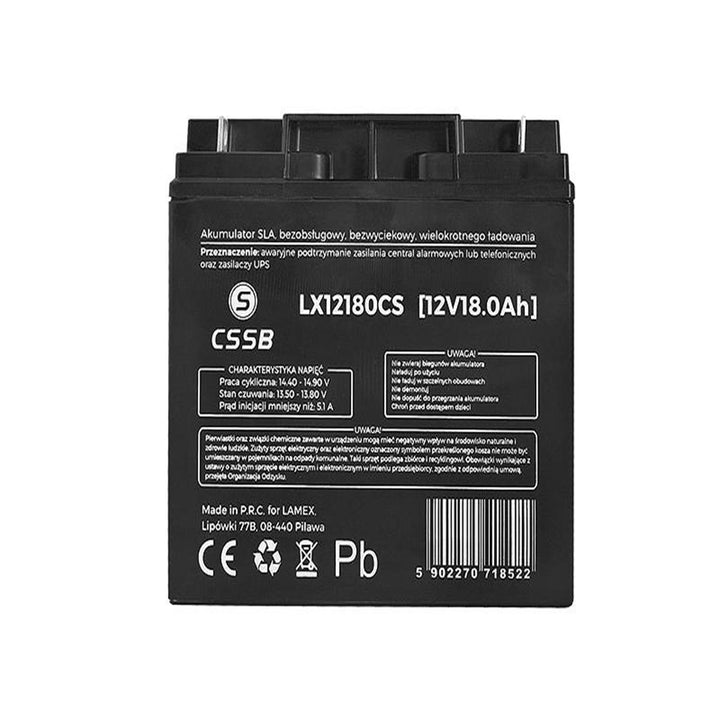 Batteria al gel LX12180 12V 18Ah esente da manutenzione, senza perdite