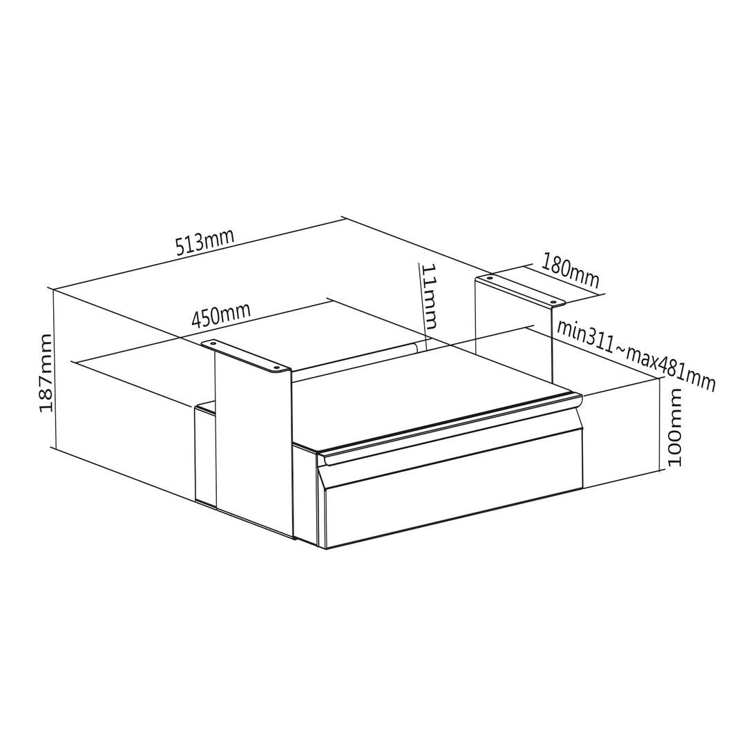 Cassetto ergonomico nero sottopiano Maclean MC-875 max 5 kg