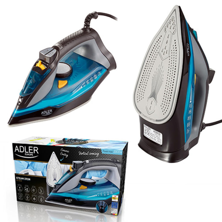 Ferro da stiro multifunzione con piedino in ceramica 3000W Adler AD 5032