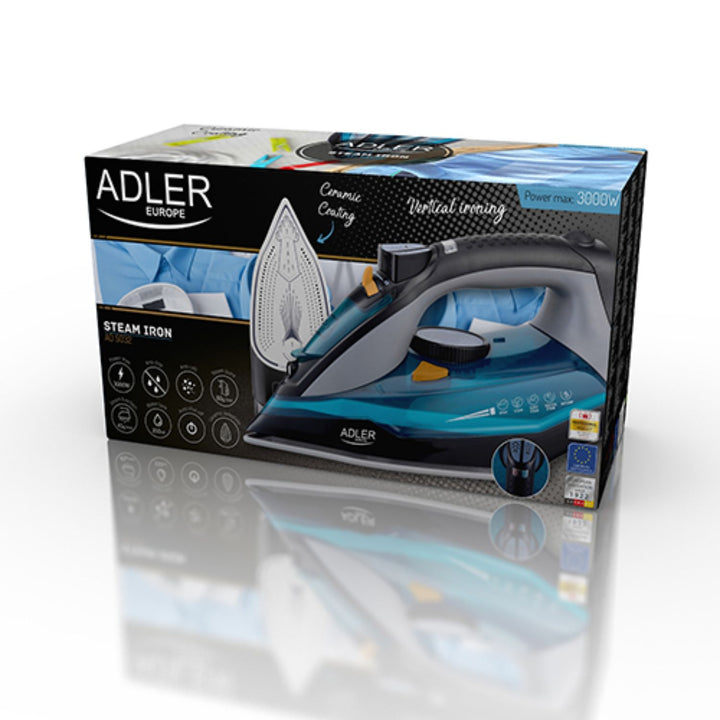 Ferro da stiro multifunzione con piedino in ceramica 3000W Adler AD 5032