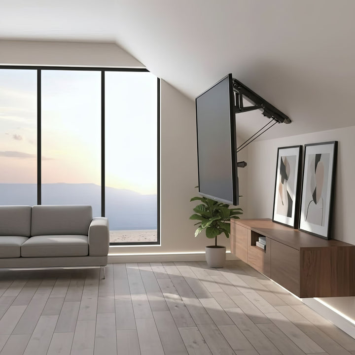 Supporto per TV da soffitto elettrico,e per pareti inclinate Maclean MC-880 32 "-70" carico massimo 35 kg telecomando max VESA 600x411