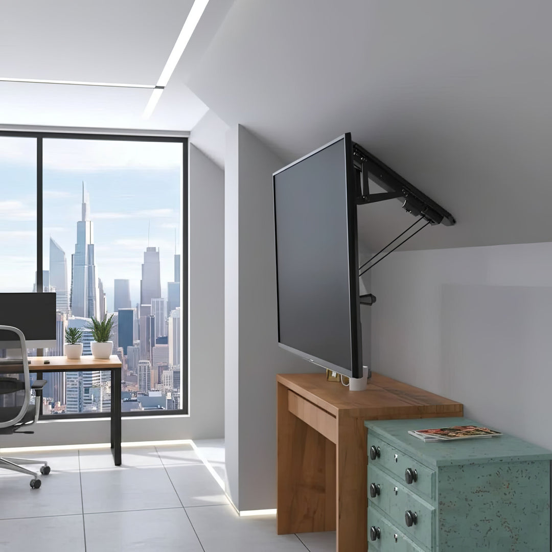 Supporto per TV da soffitto elettrico,e per pareti inclinate Maclean MC-880 32 "-70" carico massimo 35 kg telecomando max VESA 600x411