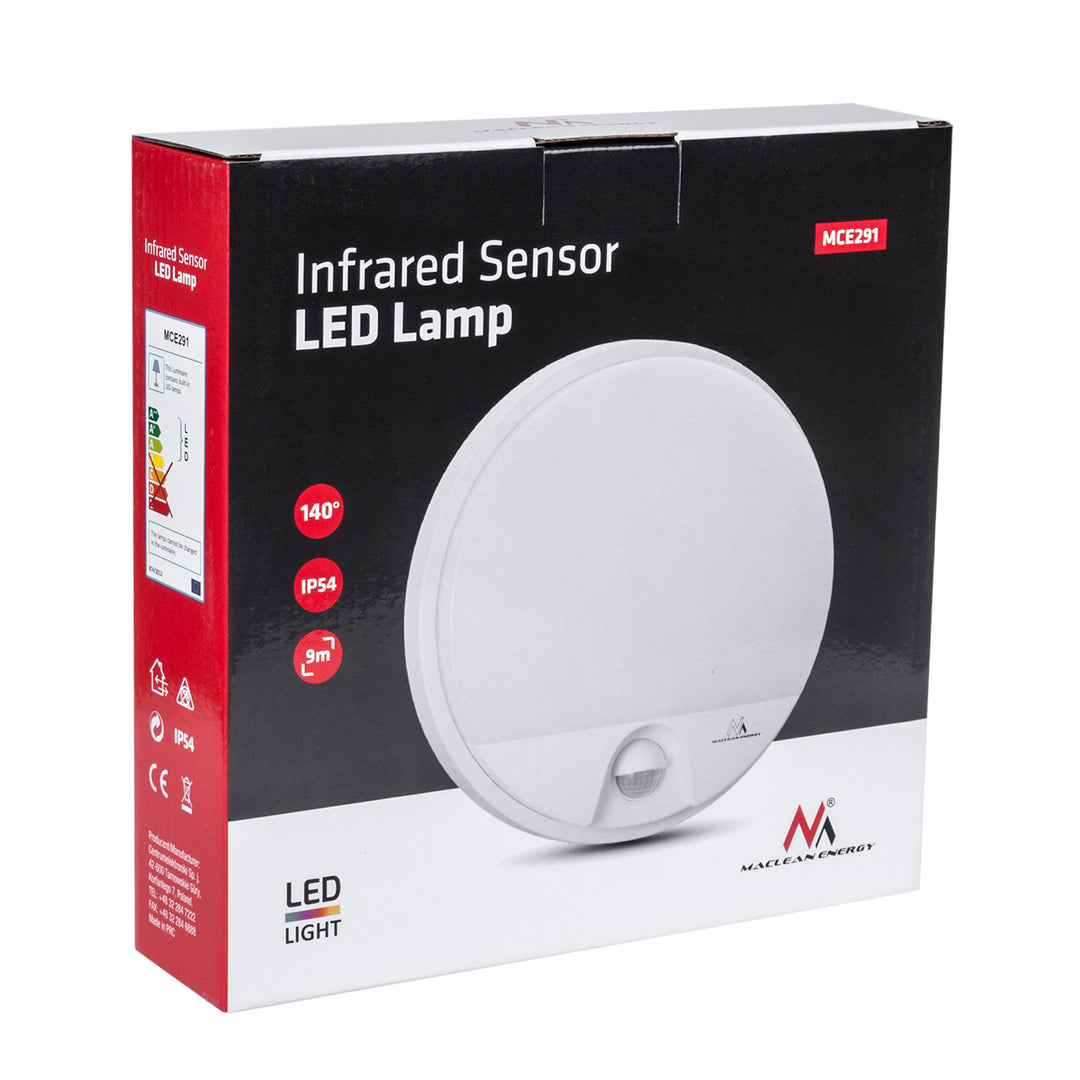 Lampada a LED con sensore di movimento a infrarossi MCE291 W 1100lm 15W IP54 Maclean Energy bianco