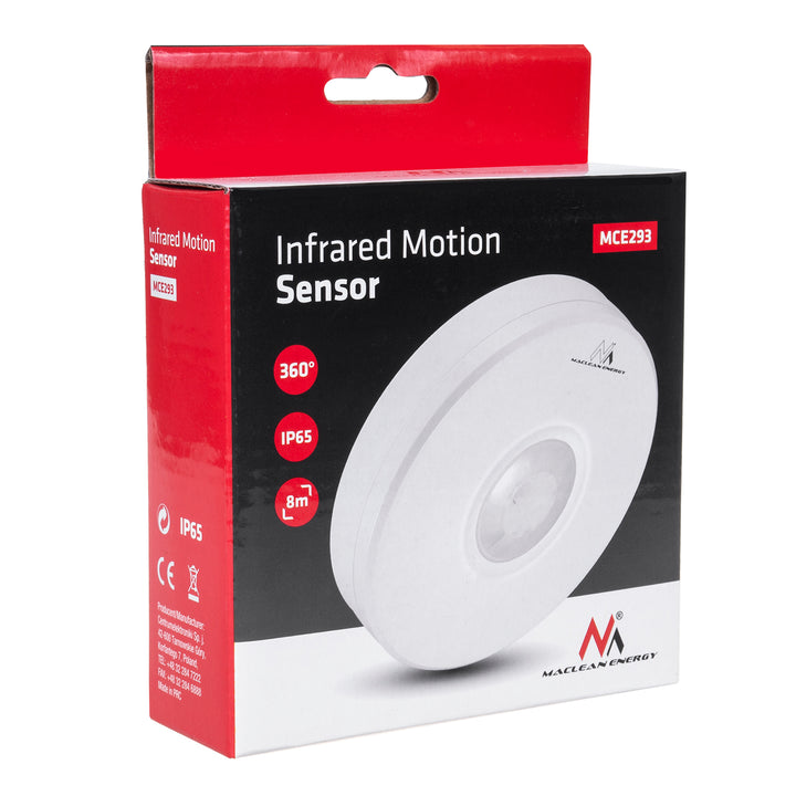 Sensore di movimento a infrarossi IP65 per uso esterno Maclean Energy MCE293 Entro 8 m, max. caricare 2000 W.