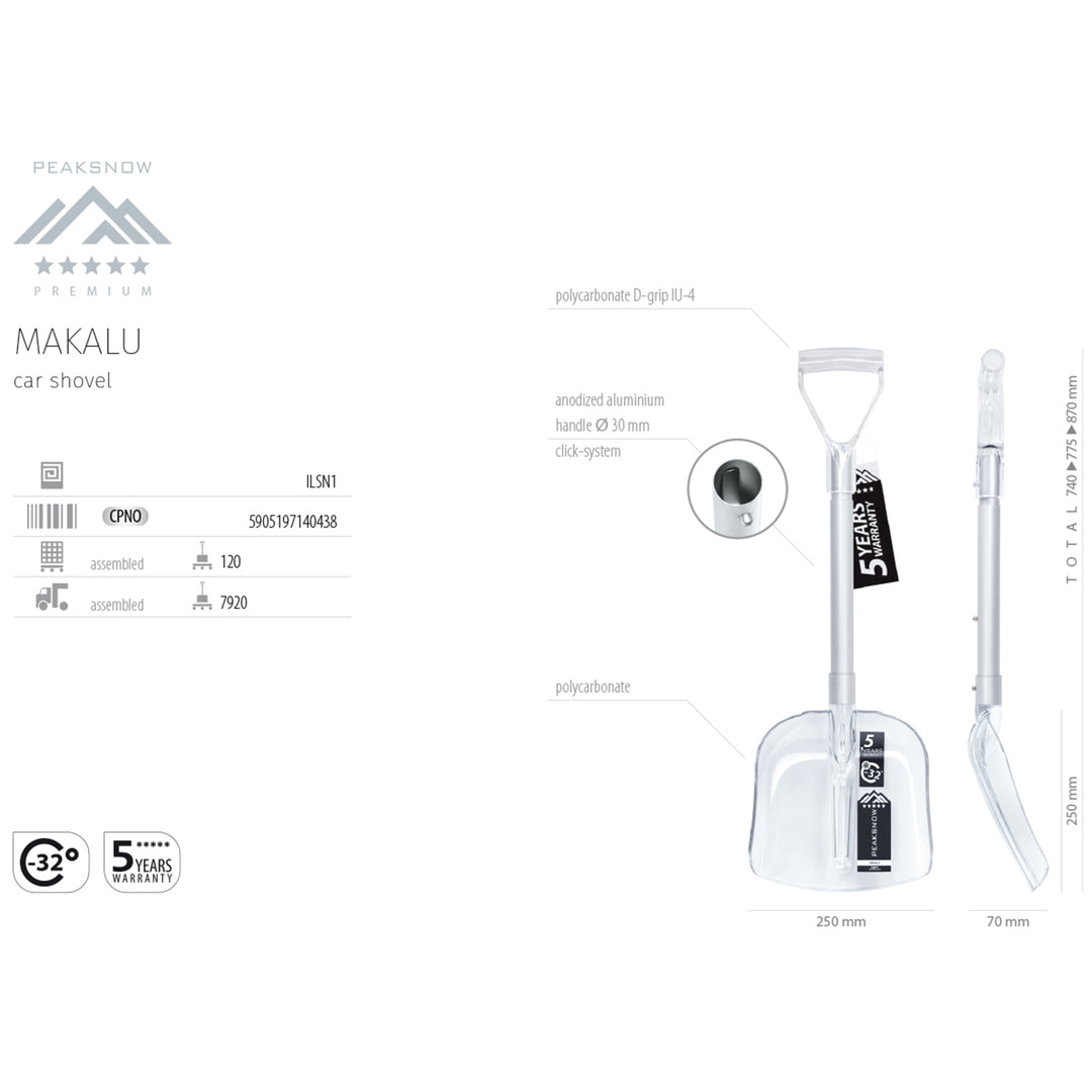Pala per auto da neve pieghevole Peaksnow Makalu Prosperplast