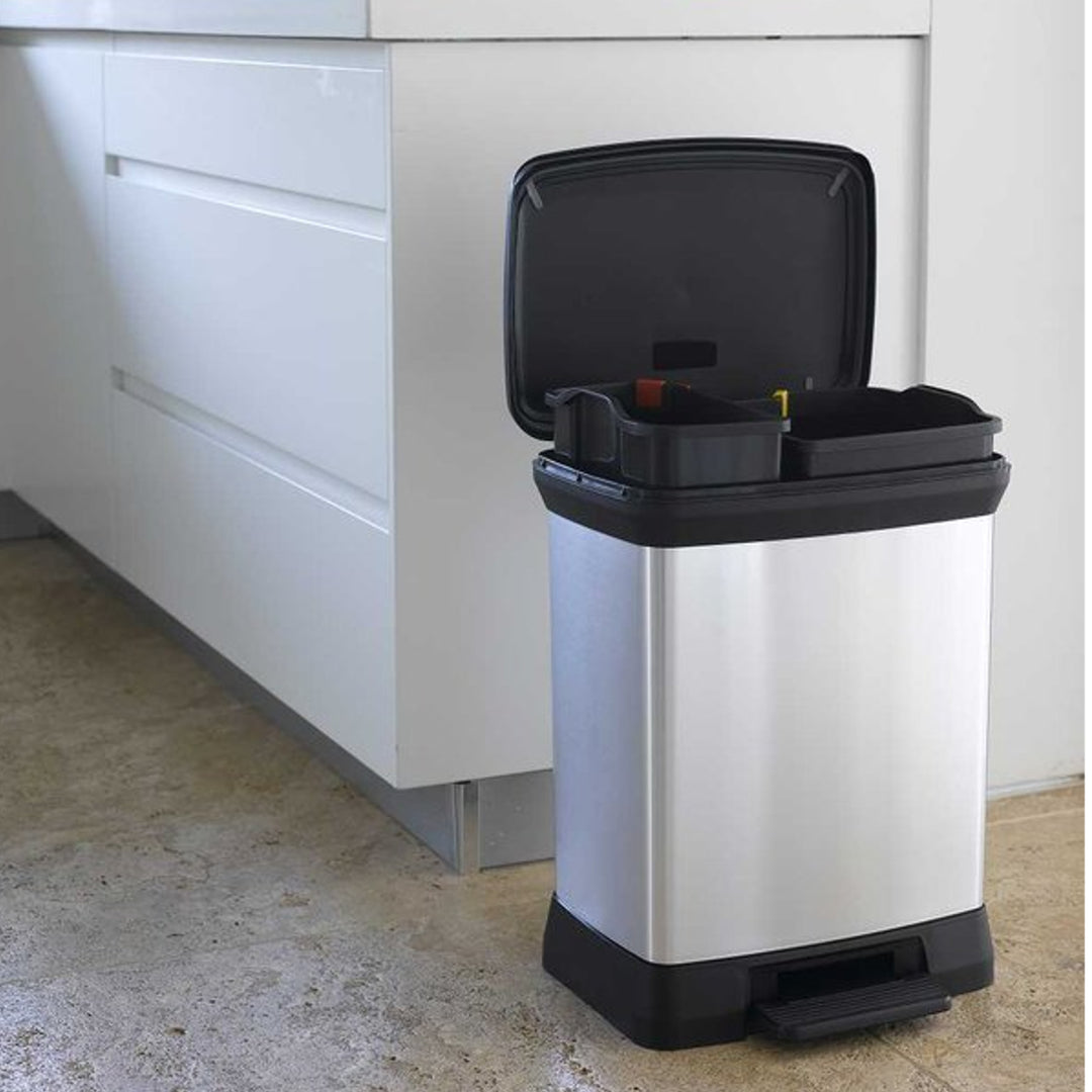 Cesto con pedale per segregazione Curver Deco Bin metallizzato 10 + 18L