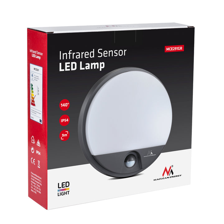 Lampada a LED con sensore di movimento a infrarossi MCE291 GR 1100lm 15W IP54 Maclean Grigio energia