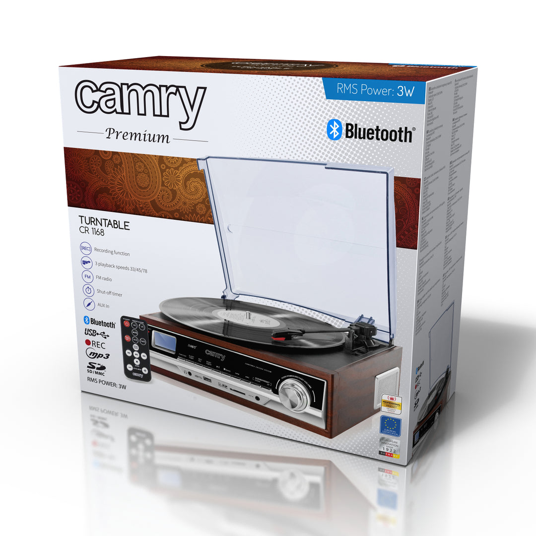Giradischi Camry CR 1168 con radio e Bluetooth / MP3 / USB / SD / Registrazione