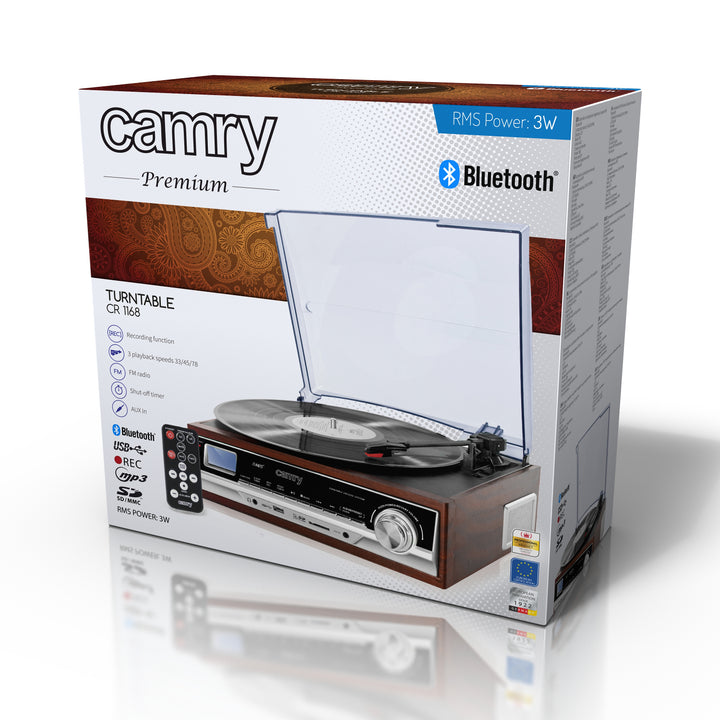 Giradischi Camry CR 1168 con radio e Bluetooth / MP3 / USB / SD / Registrazione