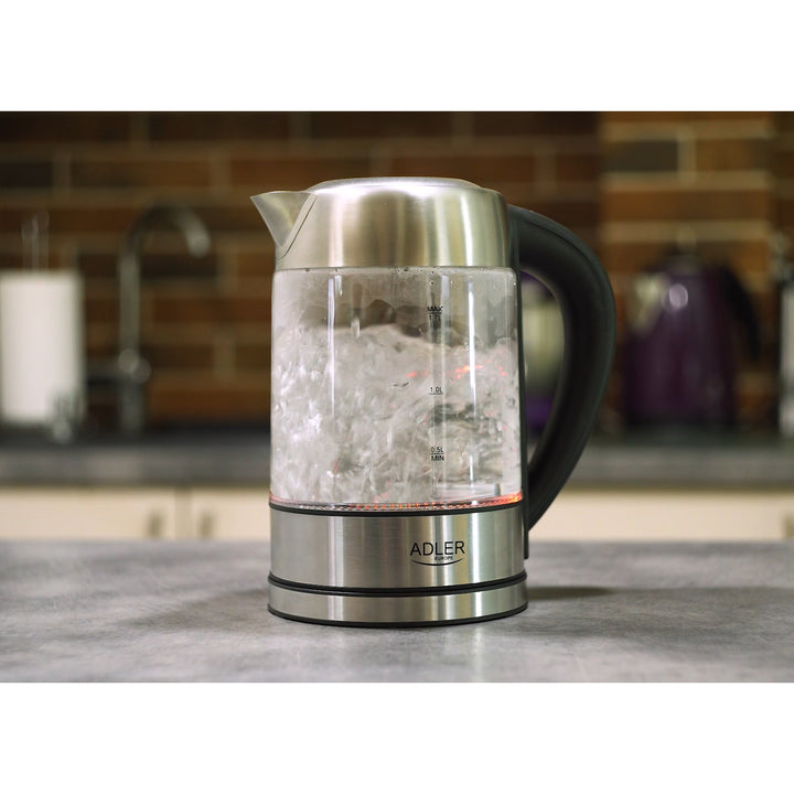 Bollitore in vetro retroilluminato 1.7L con controllo della temperatura Adler AD 1247 NUOVO