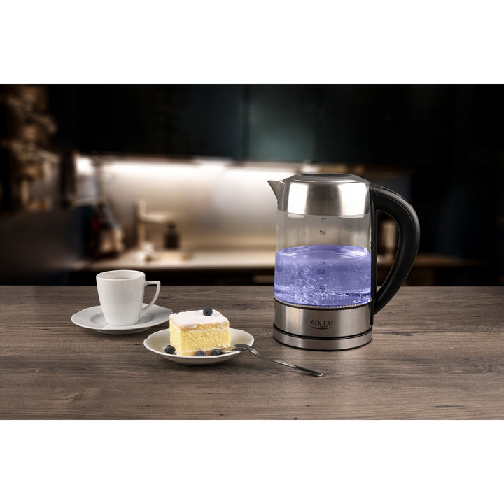 Bollitore in vetro retroilluminato 1.7L con controllo della temperatura Adler AD 1247 NUOVO