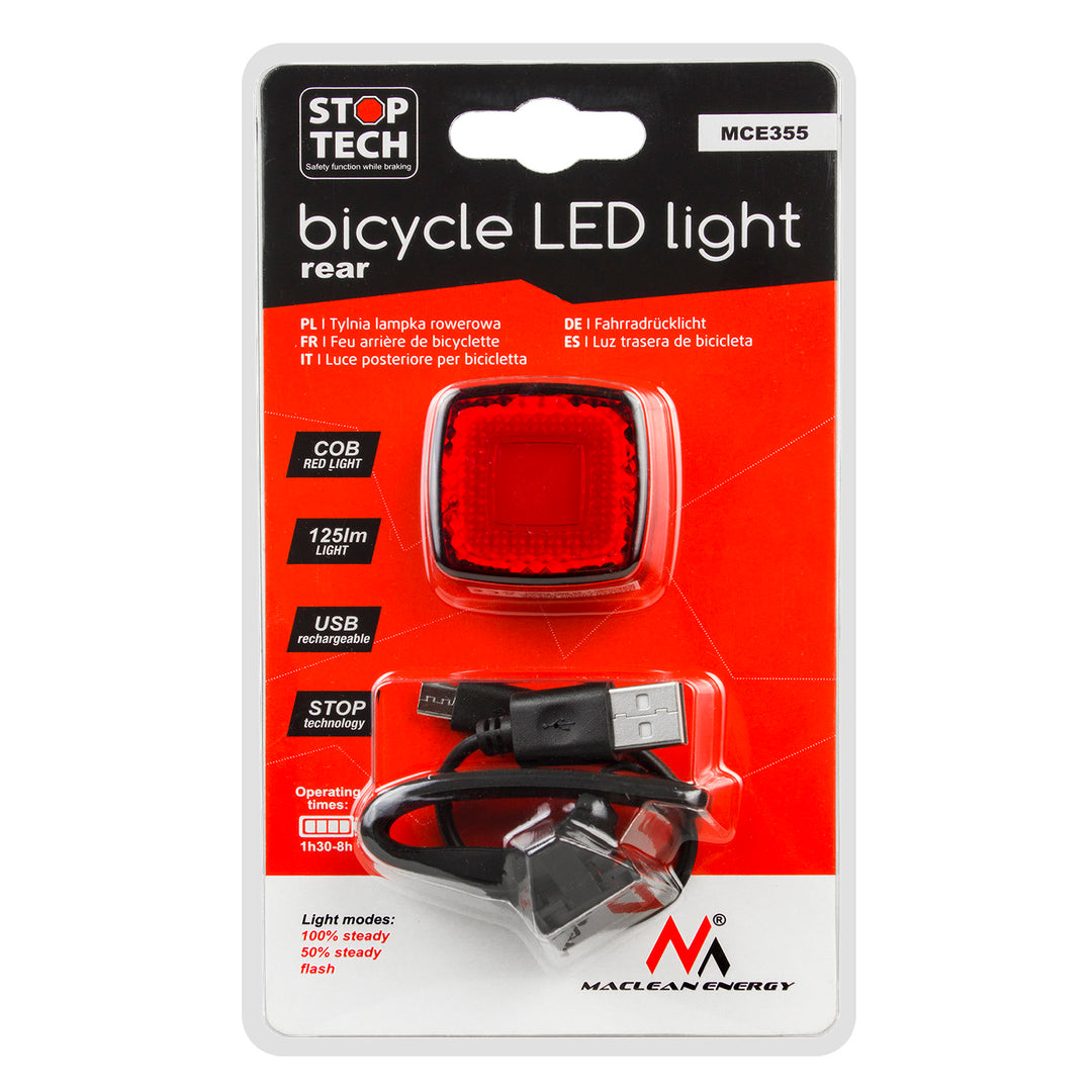 Luce LED per bicicletta posteriore Maclean MCE355 - 37x37x16mm