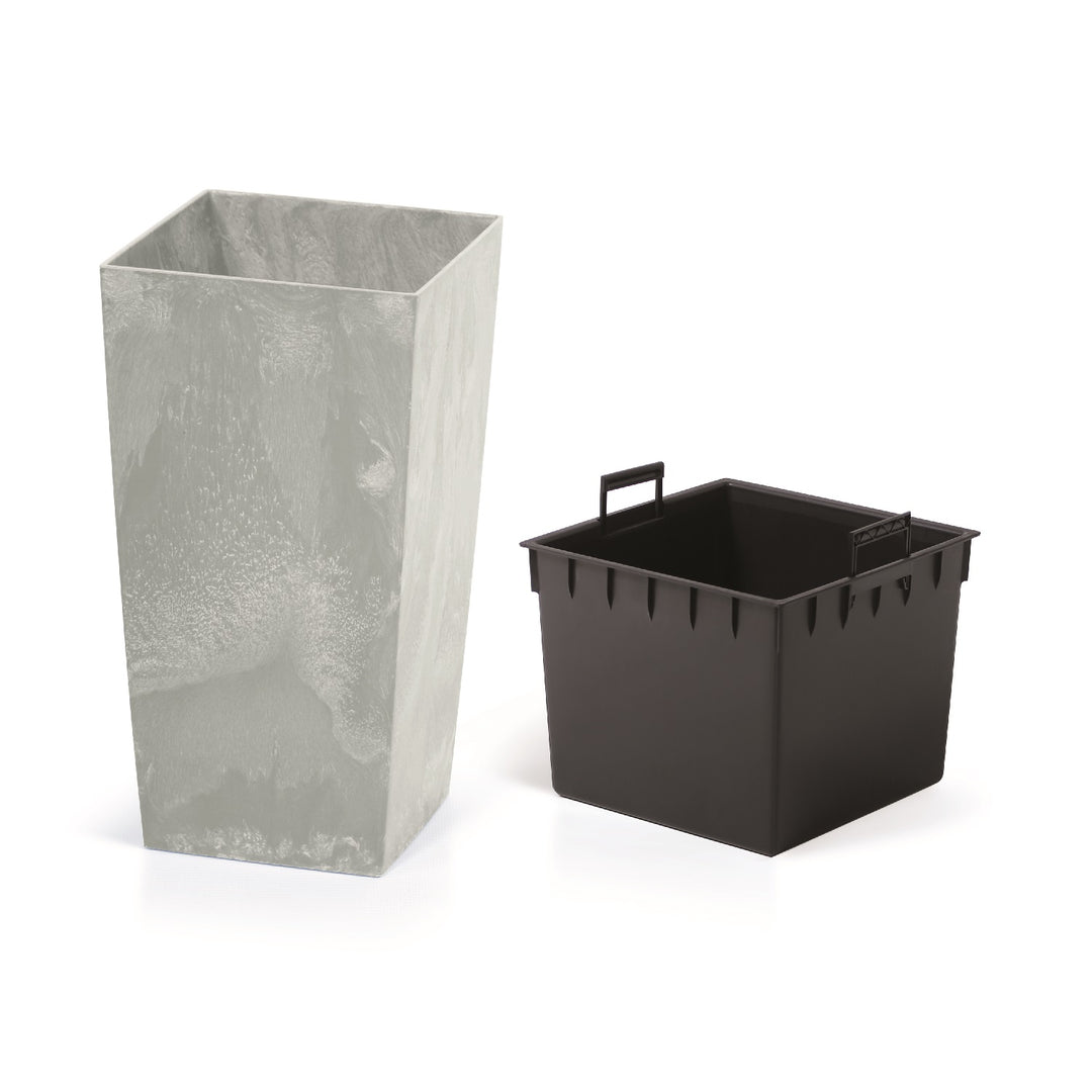 Vaso da fiori con inserto Urbi Square Beton DURS140B-422U - colore e motivo che imitano il cemento