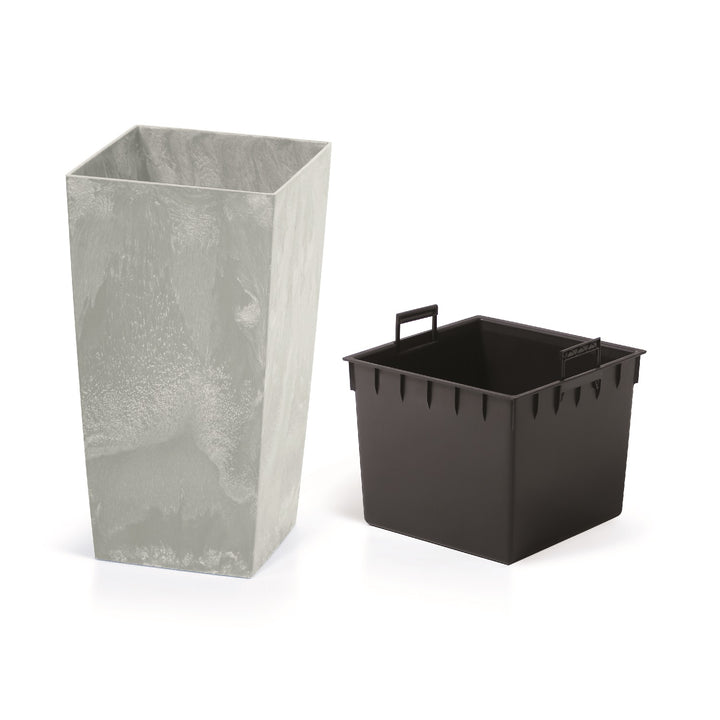 Vaso da fiori con inserto Urbi Square Beton DURS140B-422U - colore e motivo che imitano il cemento