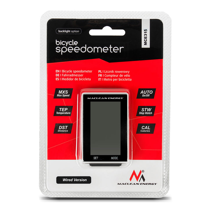 Ciclocomputer Maclean Energy MCE315 16in1, display di facile lettura con retroilluminazione