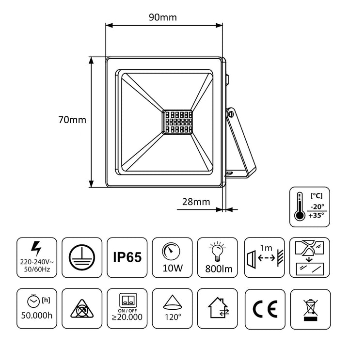 Illuminazione LED sottile 10W, 800lm bianco caldo (3000K) Maclean Energy MCE510 WW, IP65, PREMIUM