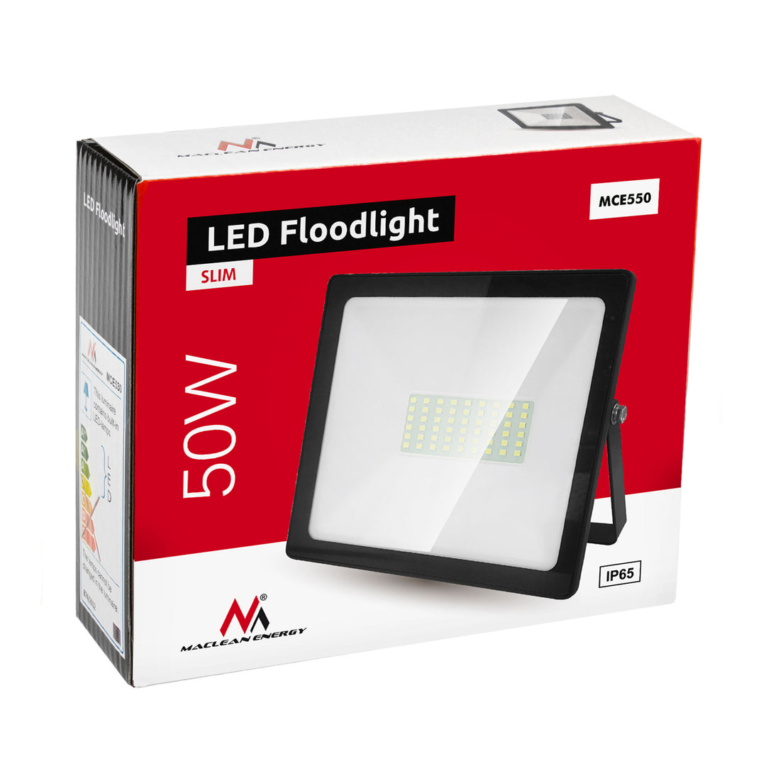 Proiettore LED slim 50W, 4000lm bianco caldo (3000K) Maclean Energy MCE550 WW, IP65, PREMIUM