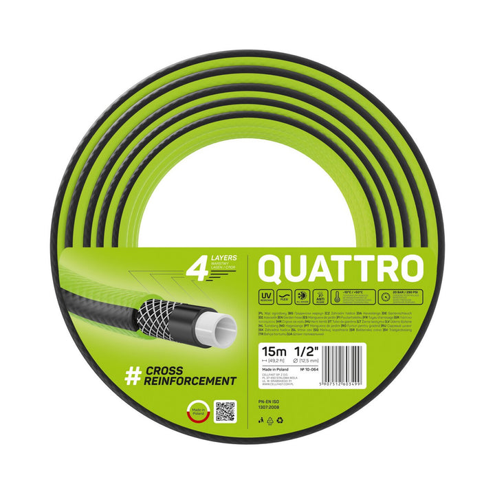Tubo da giardino Cellfast Quattro 1/2" 15m a 4 strati con treccia incrociata