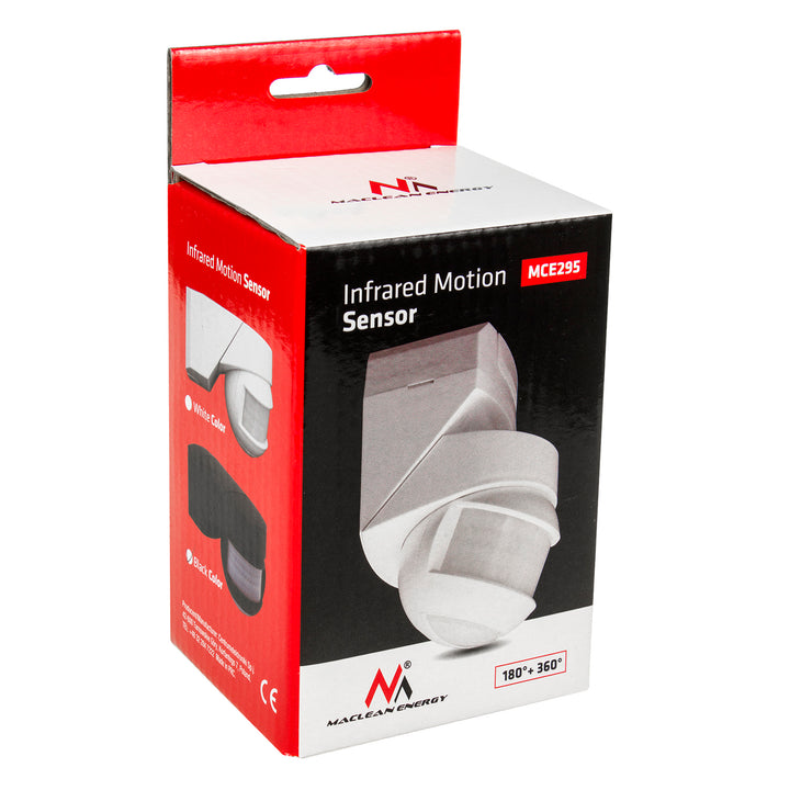 Sensore di movimento crepuscolare a parete 180 ° + 360 ° 2000W Maclean Energy MCE295 bianco