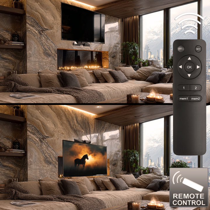 Maclean MC-891 Staffa elettrica per TV a parete Telecomando incluso Regolazione dell'altezza Montaggio sopra il caminetto 37-70" max. VESA 600x400 fino a 35kg