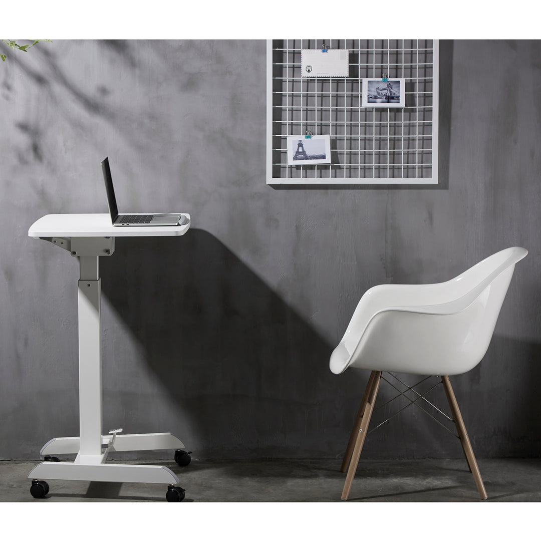 Maclean MC-892BW Scrivania per laptop regolabile in altezza fino a max. 113cm con rotelle Scrivania sit-stand 30 gradi inclinabile Bianco
