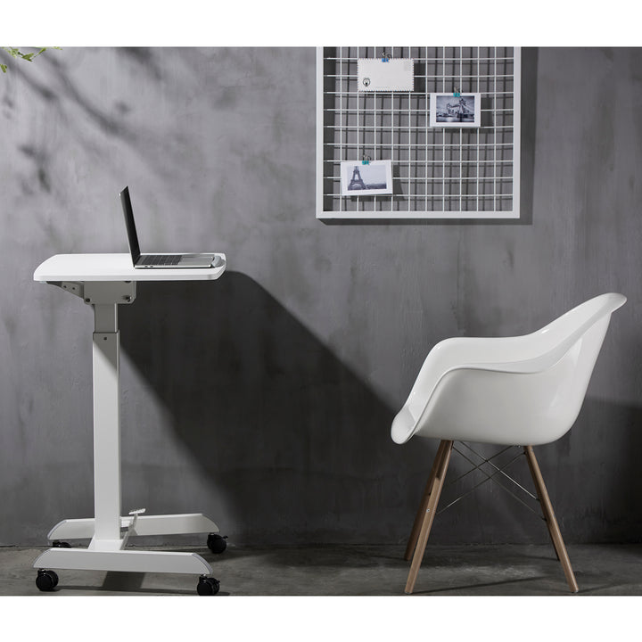 Maclean MC-892BW Scrivania per laptop regolabile in altezza fino a max. 113cm con rotelle Scrivania sit-stand 30 gradi inclinabile Bianco