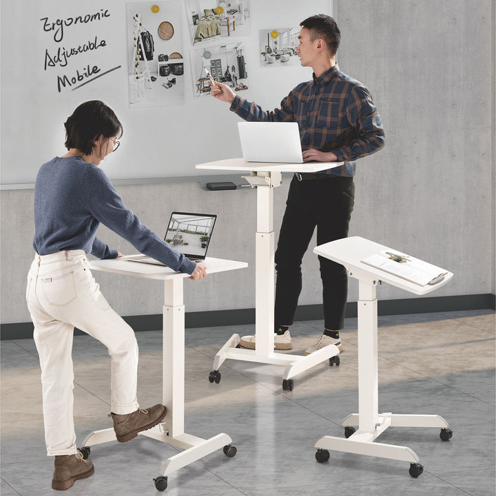 Maclean MC-892BW Scrivania per laptop regolabile in altezza fino a max. 113cm con rotelle Scrivania sit-stand 30 gradi inclinabile Bianco