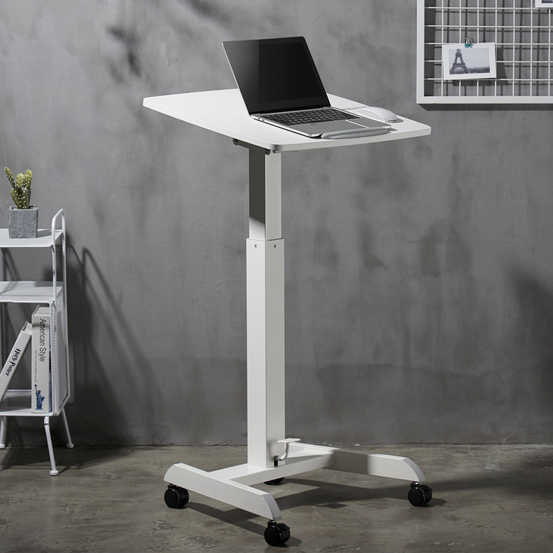 Maclean MC-892BW Scrivania per laptop regolabile in altezza fino a max. 113cm con rotelle Scrivania sit-stand 30 gradi inclinabile Bianco