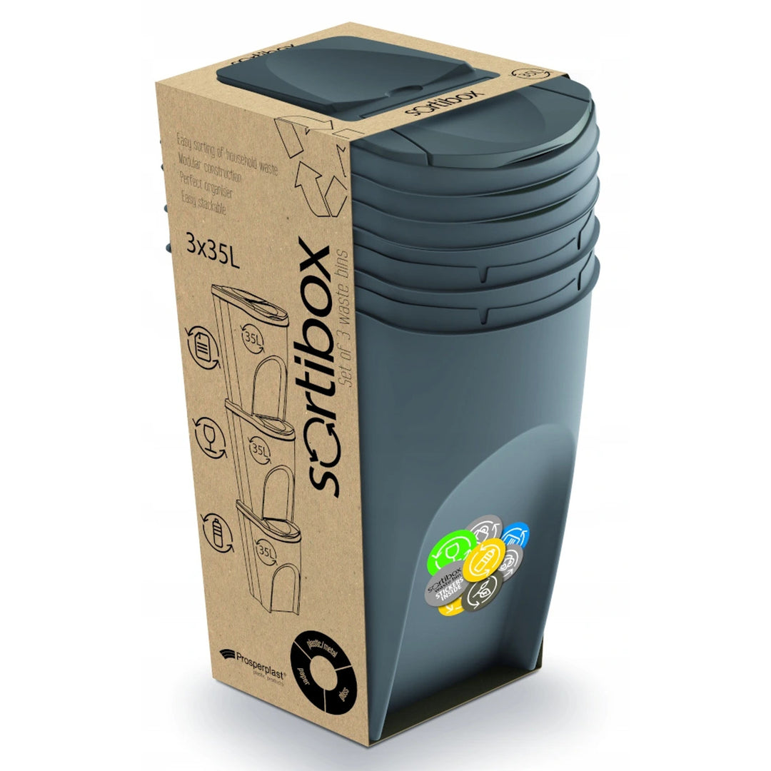 Cestini per rifiuti grigi Sortibox 3x25L Cestini Per Raccolta Differenziata 3x25L