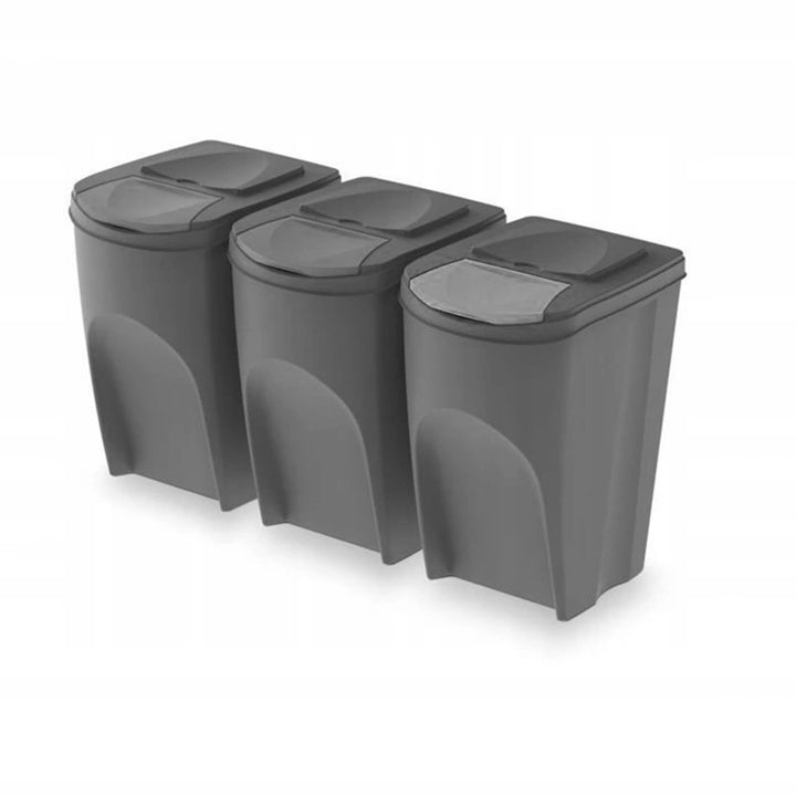Cestini per rifiuti grigi Sortibox 3x25L Cestini Per Raccolta Differenziata 3x25L