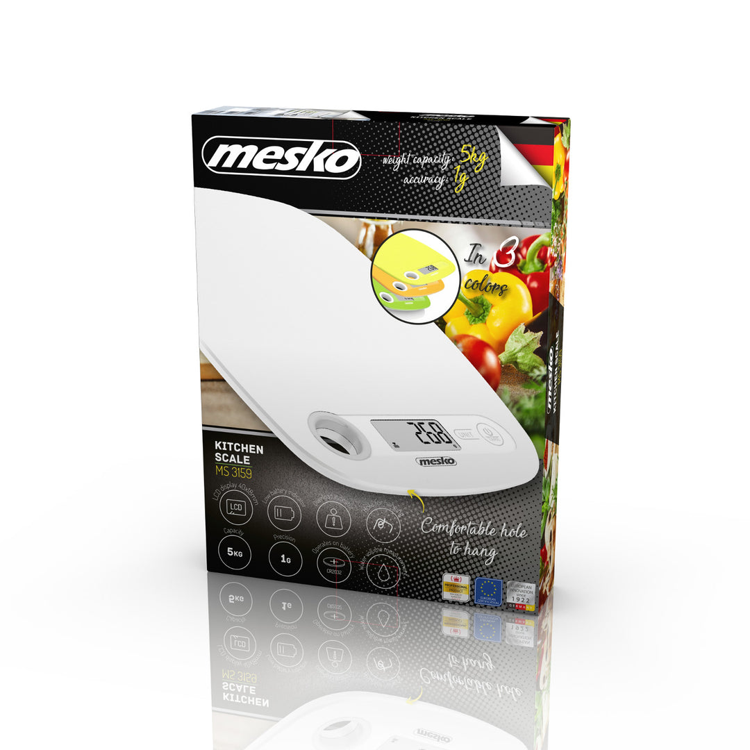 Bilancia elettronica LCD da cucina Mesko MS 3159w bianco