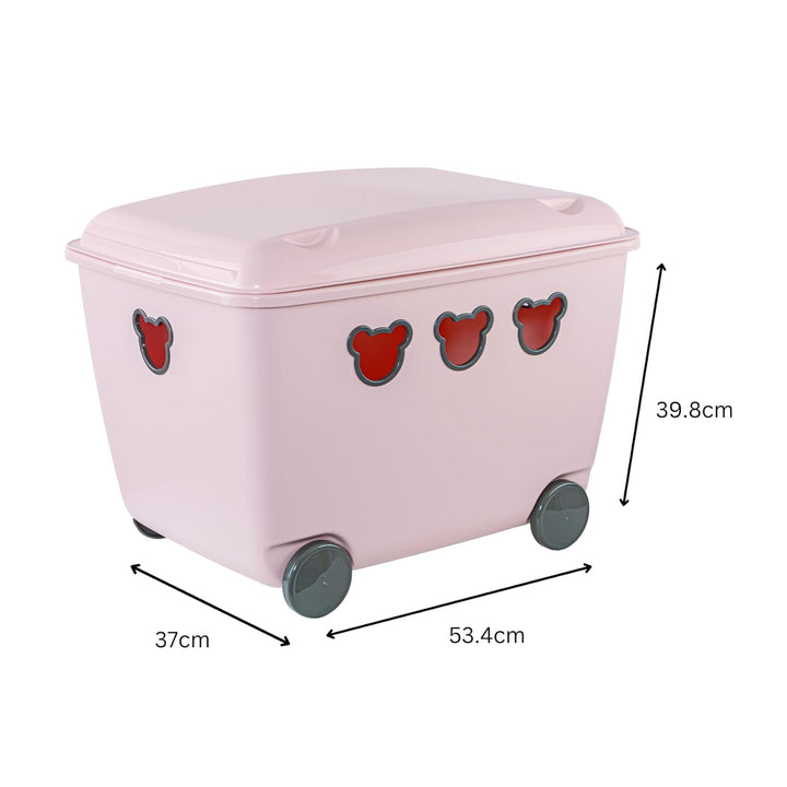 Contenitore per giocattoli su ruote 55L BranQ Teddy rosa