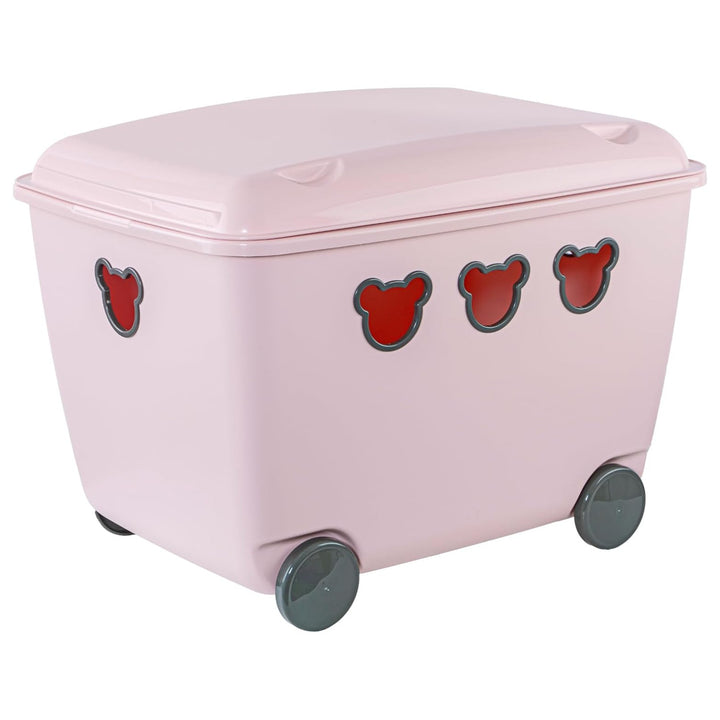 Contenitore per giocattoli su ruote 55L BranQ Teddy rosa