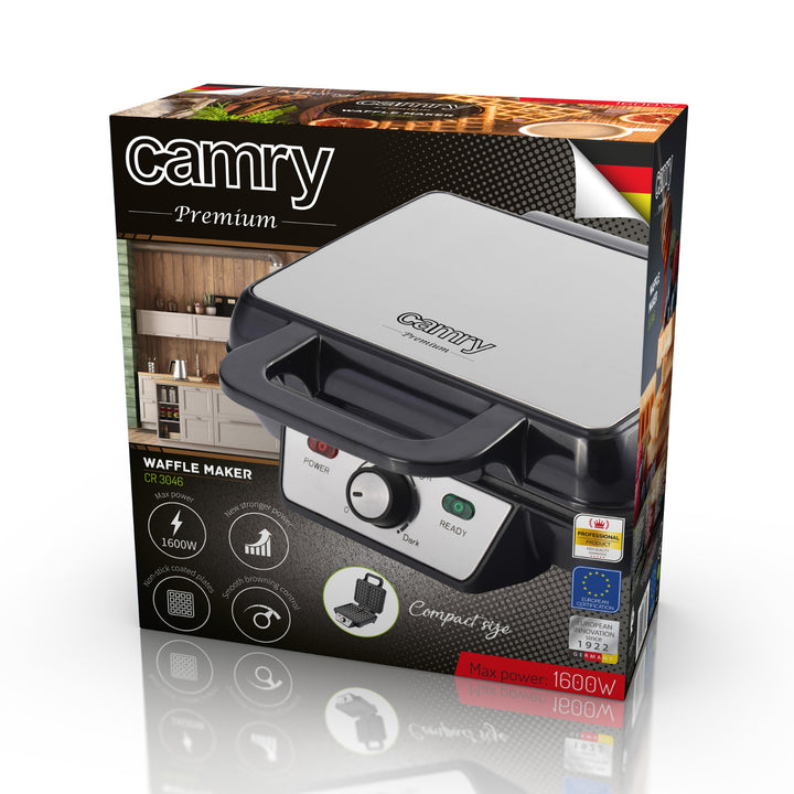 La macchina per waffle Camry CR 3046 1600W cuoce 2 waffle XXL contemporaneamente