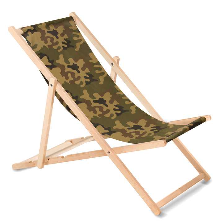 Sedia a sdraio classica in faggio GreenBlue GB183 verde camo
