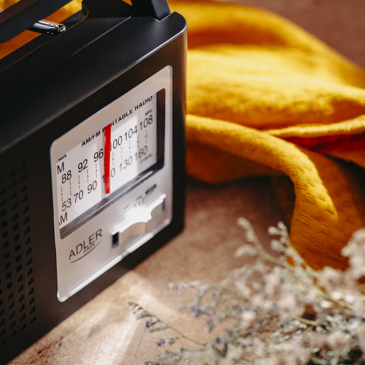 Radio Adler, portatile, AM e FM, antenna, funzionamento a rete e a batteria, AD 1909