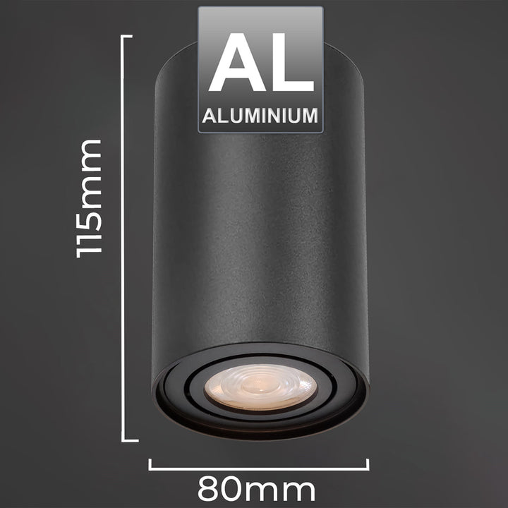 Faretto da superficie alogeno GU10 MCE422 B, nero, 80x115mm, rotondo, alluminio