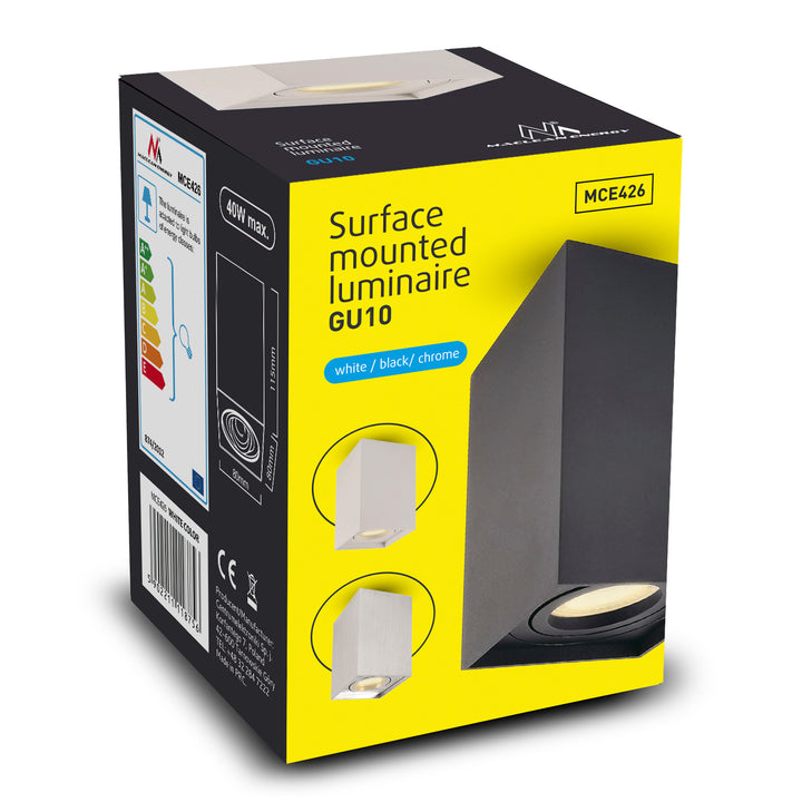 Faretto da superficie alogeno GU10 MCE426 B, nero, 80x80x115mm, quadrato, alluminio