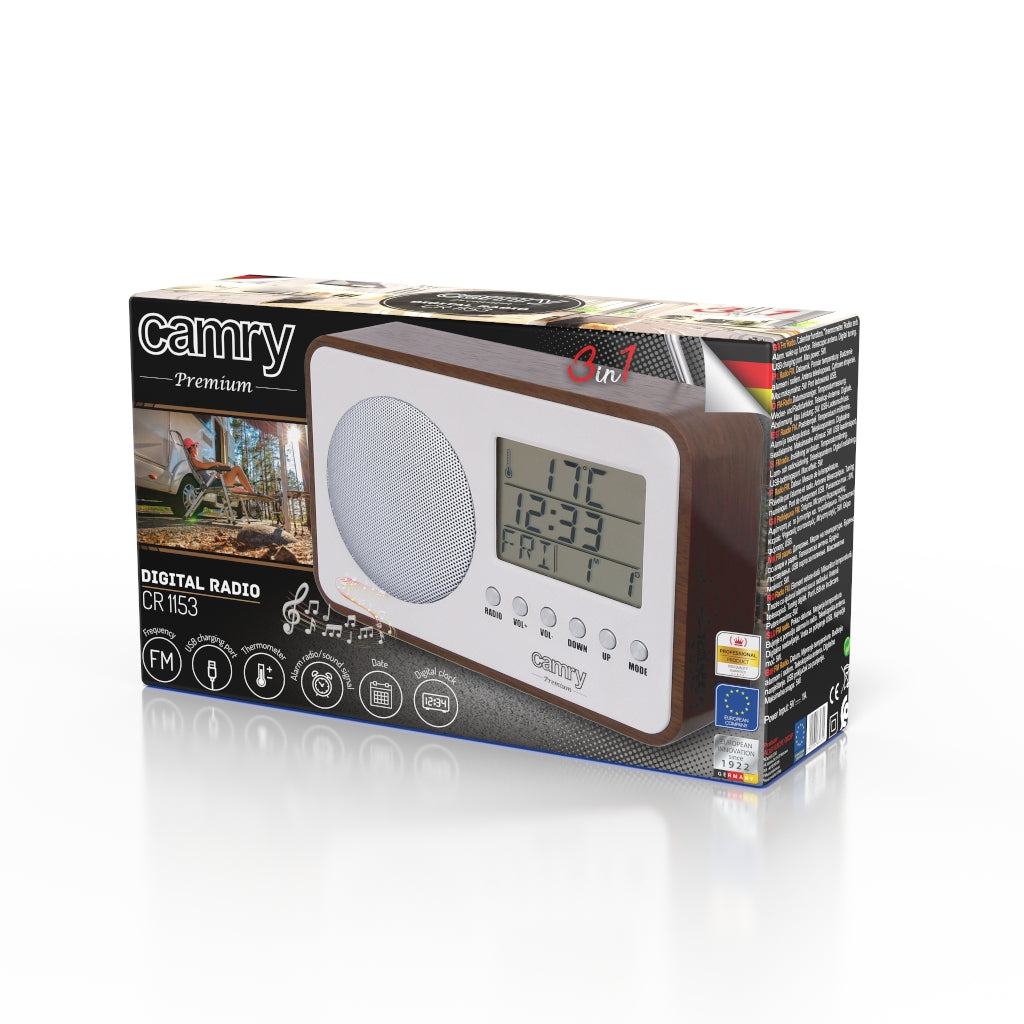 Radio digitale Camry, retrò, display LCD, sveglia, CR 1153