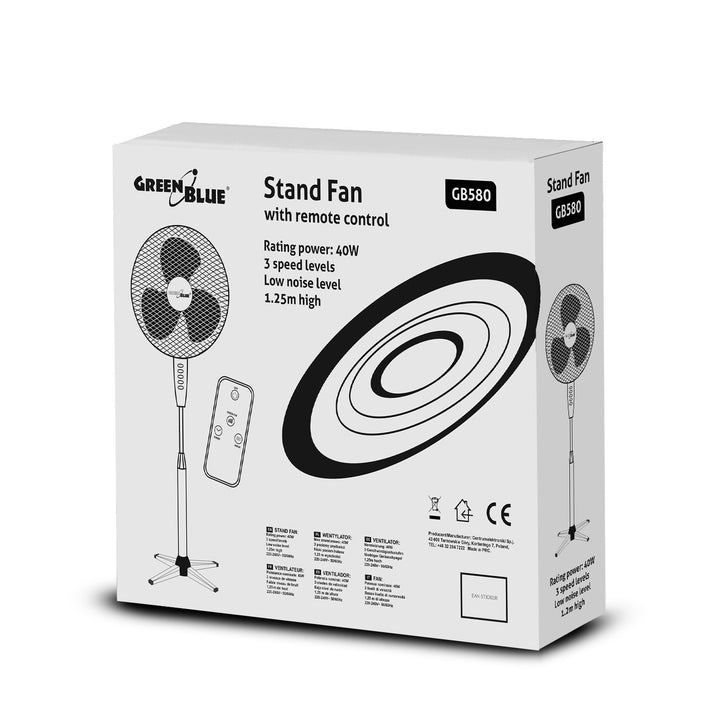 GreenBlue GB580 Ventilatore a Piantana GreenBlue 40W con 3 livelli di flusso d'aria
