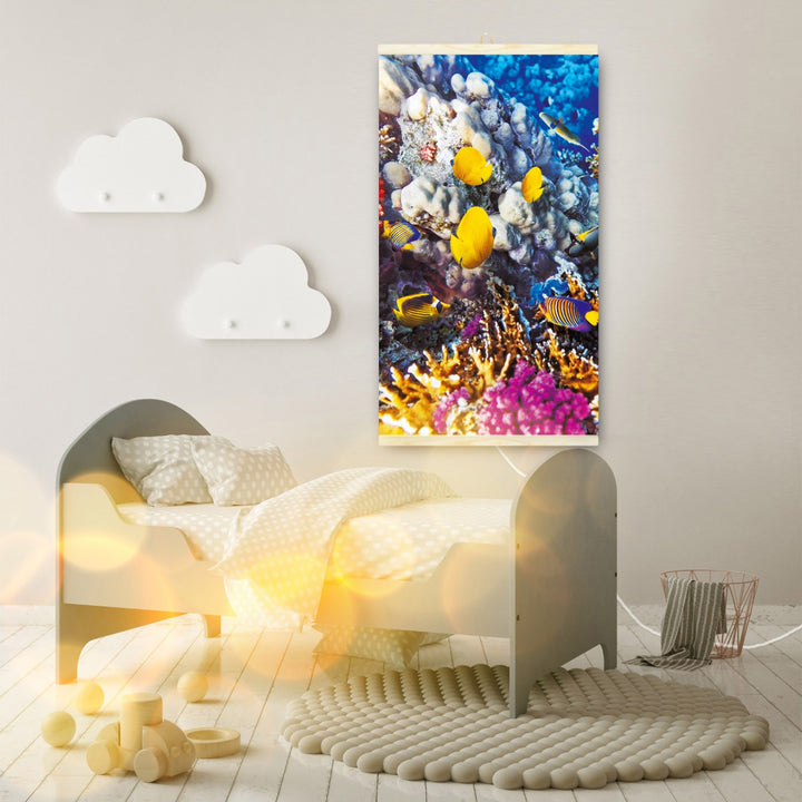 Riscaldatore a infrarossi - pannello riscaldante flessibile 430W TRIO design camino 1, dimensioni 100x57cm, con interruttore