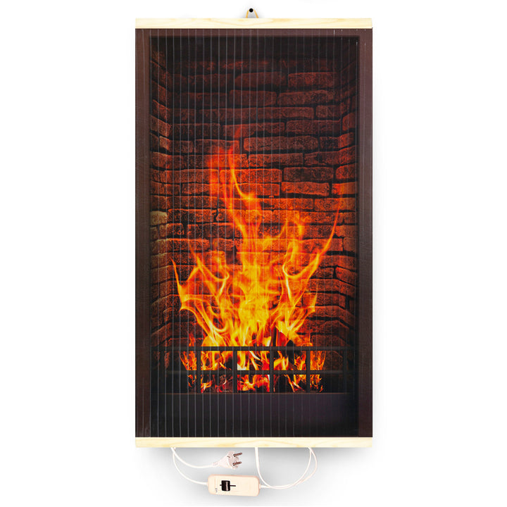 Riscaldatore a infrarossi - pannello riscaldante flessibile 430W TRIO design camino 1, dimensioni 100x57cm, con interruttore