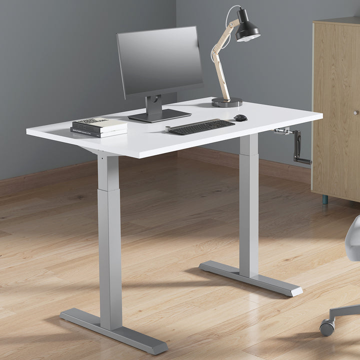 Ergo Office ER-402 W Telaio della scrivania con regolazione manuale dell'altezza, max 70 kg, altezza massima 130 cm, senza piano d'appoggio, bianco