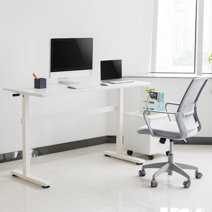 Scrivania manuale regolabile in altezza Ergo Office, max 40 kg, altezza massima 117 cm, con piano di lavoro sit/stand, ER-401 W
