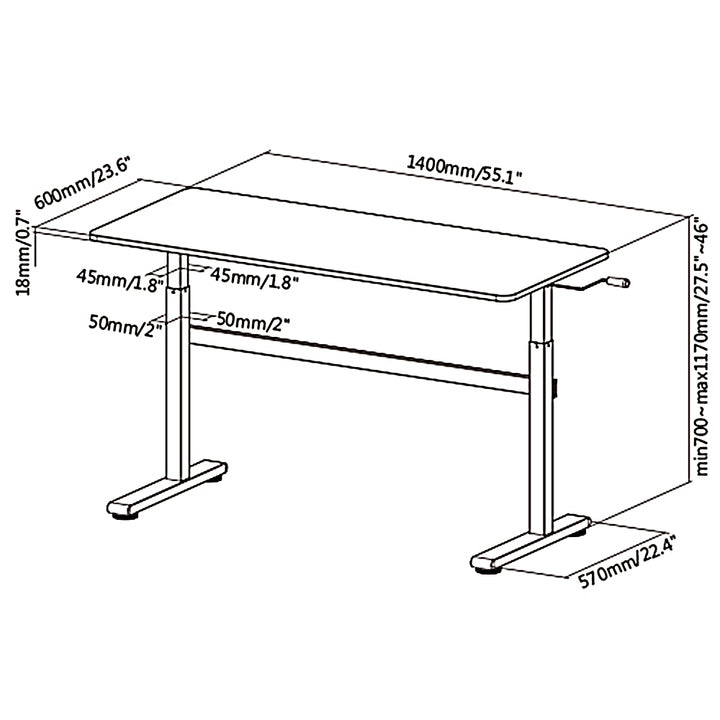 Scrivania manuale regolabile in altezza Ergo Office, max 40 kg, altezza massima 117 cm, con piano di lavoro sit/stand, ER-401 W