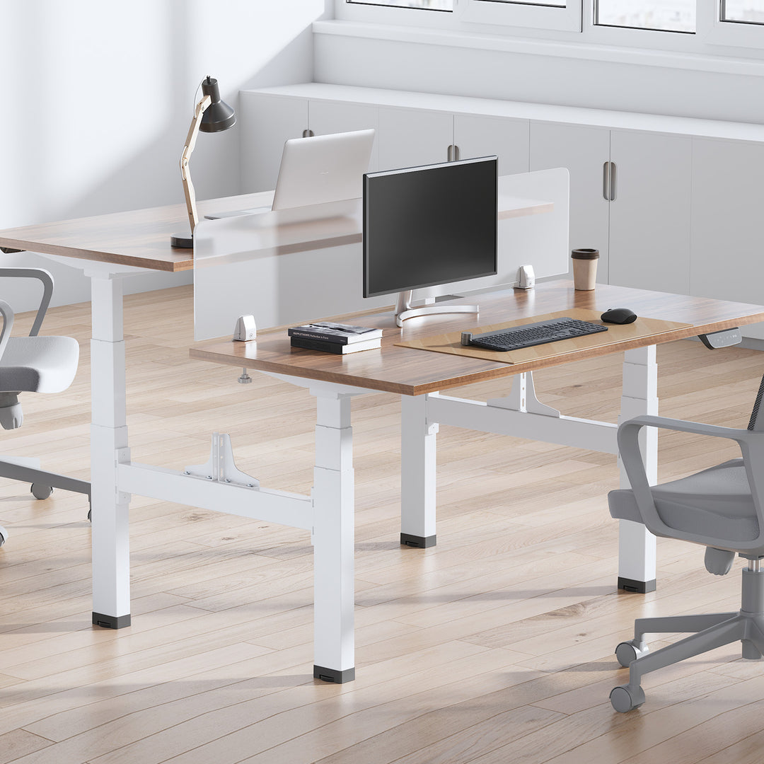 Ergo Office ER-404W Telaio per scrivania doppia scrivania Sit-Stand elettrica regolazione dell'altezza senza piano d'appoggio fino a 2x125kg altezza massima 128cm Bianco