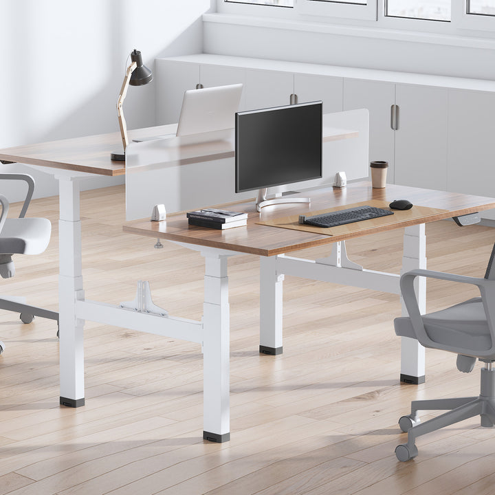 Ergo Office ER-404W Telaio per scrivania doppia scrivania Sit-Stand elettrica regolazione dell'altezza senza piano d'appoggio fino a 2x125kg altezza massima 128cm Bianco