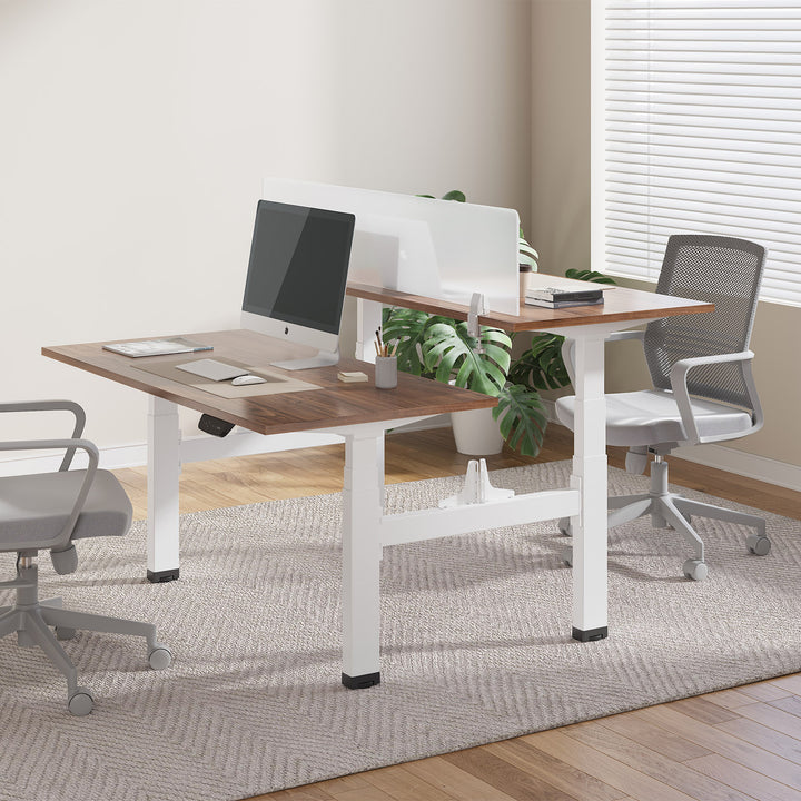 Ergo Office ER-404W Telaio per scrivania doppia scrivania Sit-Stand elettrica regolazione dell'altezza senza piano d'appoggio fino a 2x125kg altezza massima 128cm Bianco